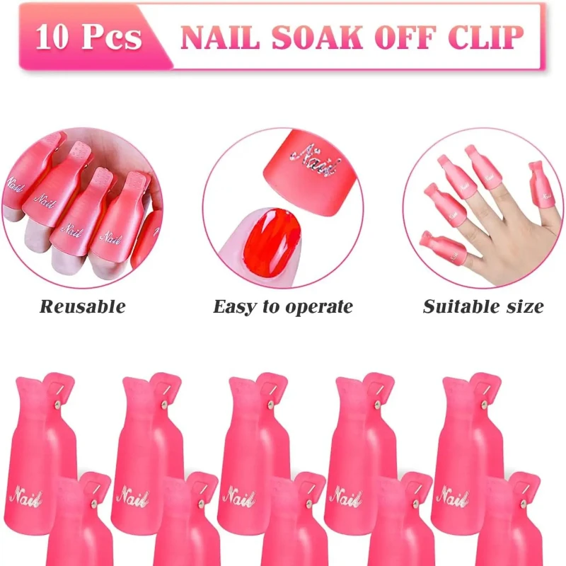 10 Stück Nagelentferner-Clips – Nagel-Einweichen-Clips und Gel-Nagellackentferner