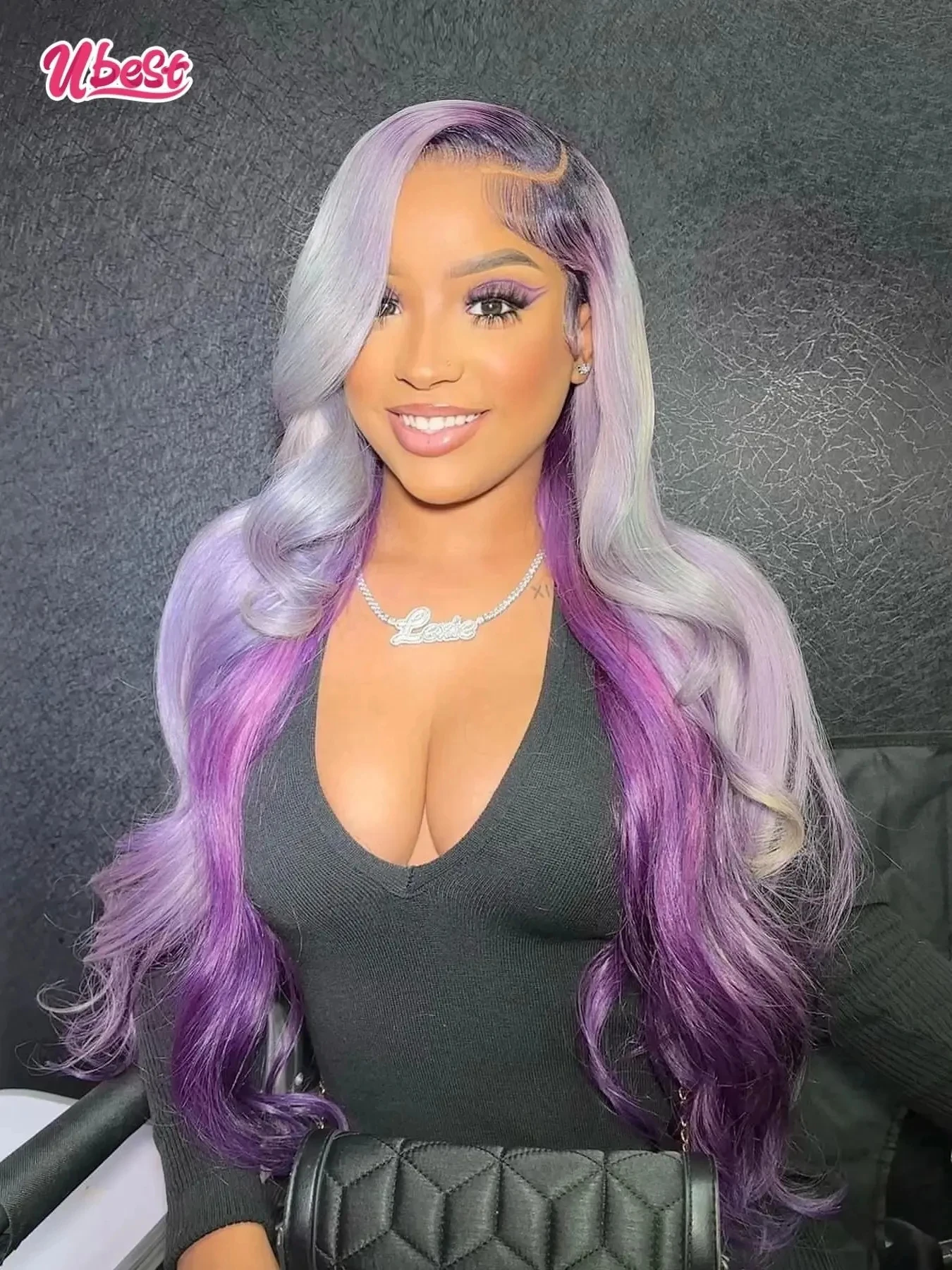 Ombre Purple Gray 613 Colored Body Wave 13x6 Lace Front Wigs Brazilian 100％Human Hair Transparent Remy Wig Pre Plucked For Women