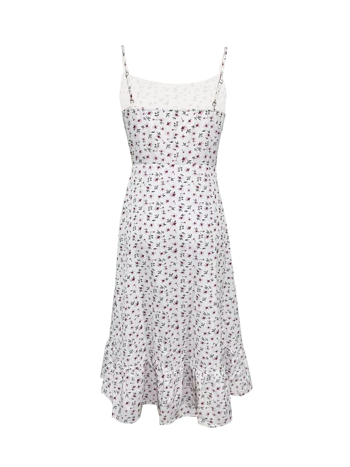 여성용 봄 여름 화이트 레드 블랙 디지 플로럴 스파게티 스트랩 스퀘어 넥 피티드 미디 캐주얼 휴가용 드레스