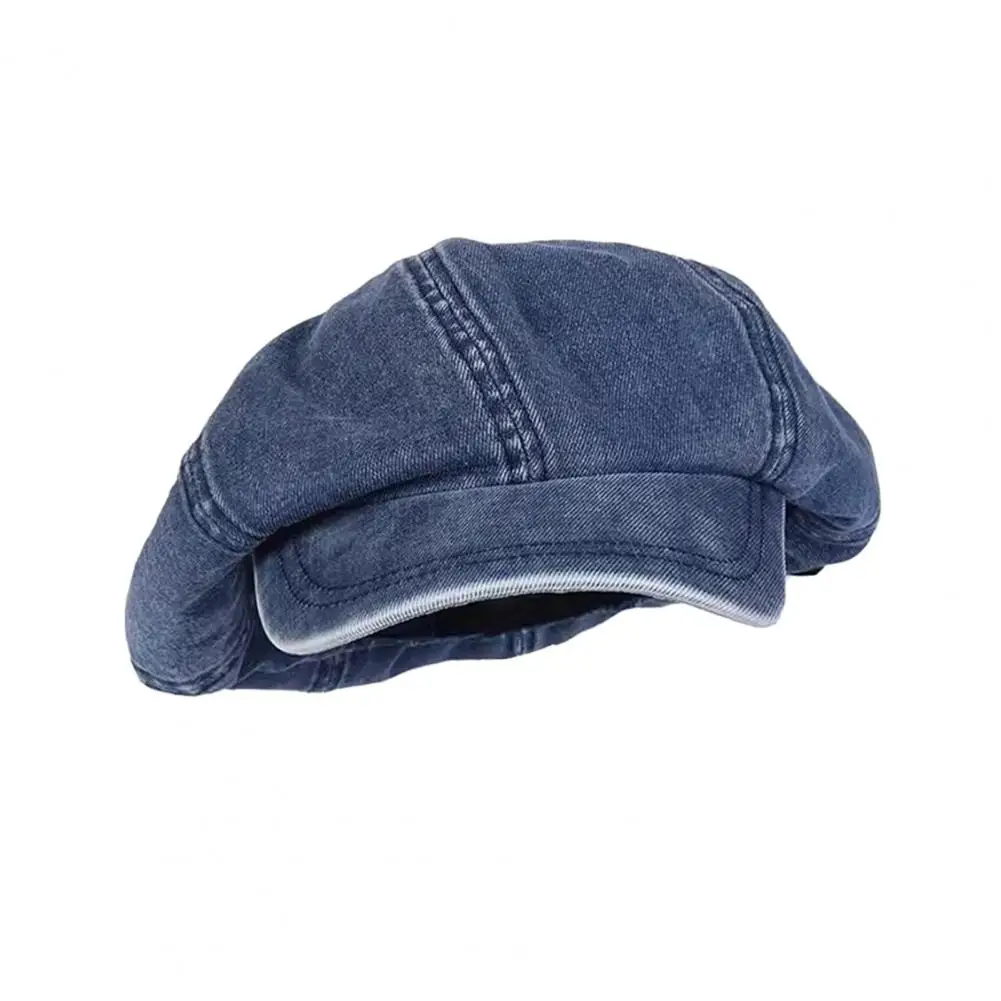 NEW Autumn hats for women Washed denim fabric octagonal hat 2023 fashionable and versatile artistic painter hat newsboy cap