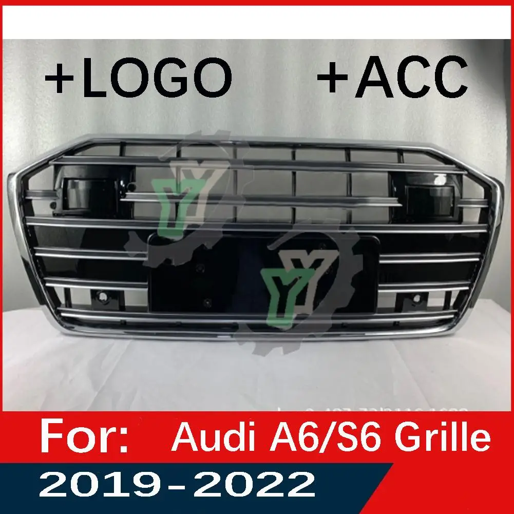 

With Acc For Audi A6/A6L 2019 2020 2021 2022 Car Front Bumper Grille Centre Panel Styling Upper Grill (Modify For S6 style)