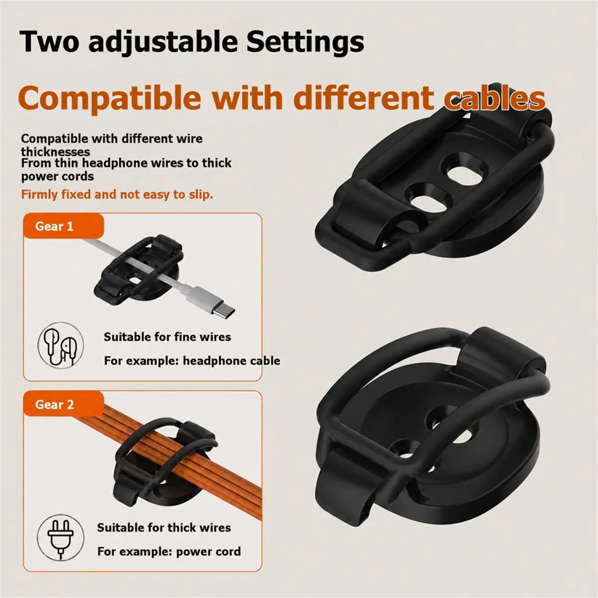 20-Piece Set Adjustable Elastic Cable Clips for Ultimate Cable Management and Organization