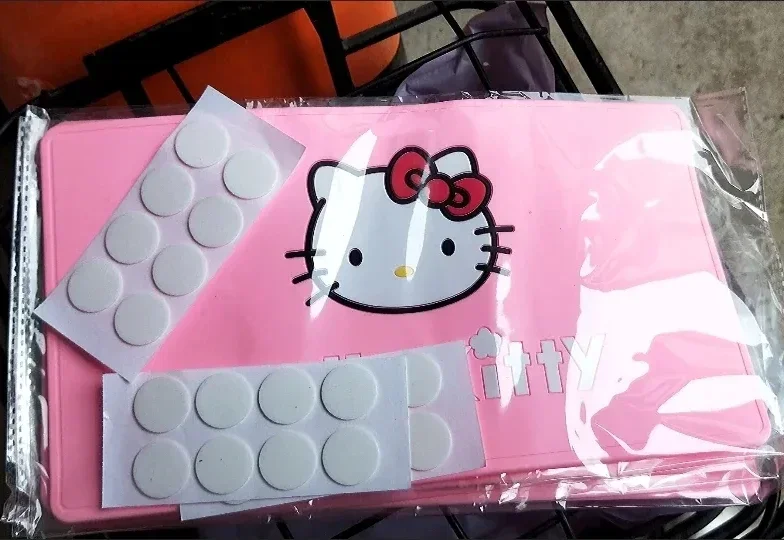 MINISO HelloKitty Car Center Console Silicone Anti-slip Mat Cartoon Minnie Soft Rubber Storage Mat Pink Car Cute Decoration