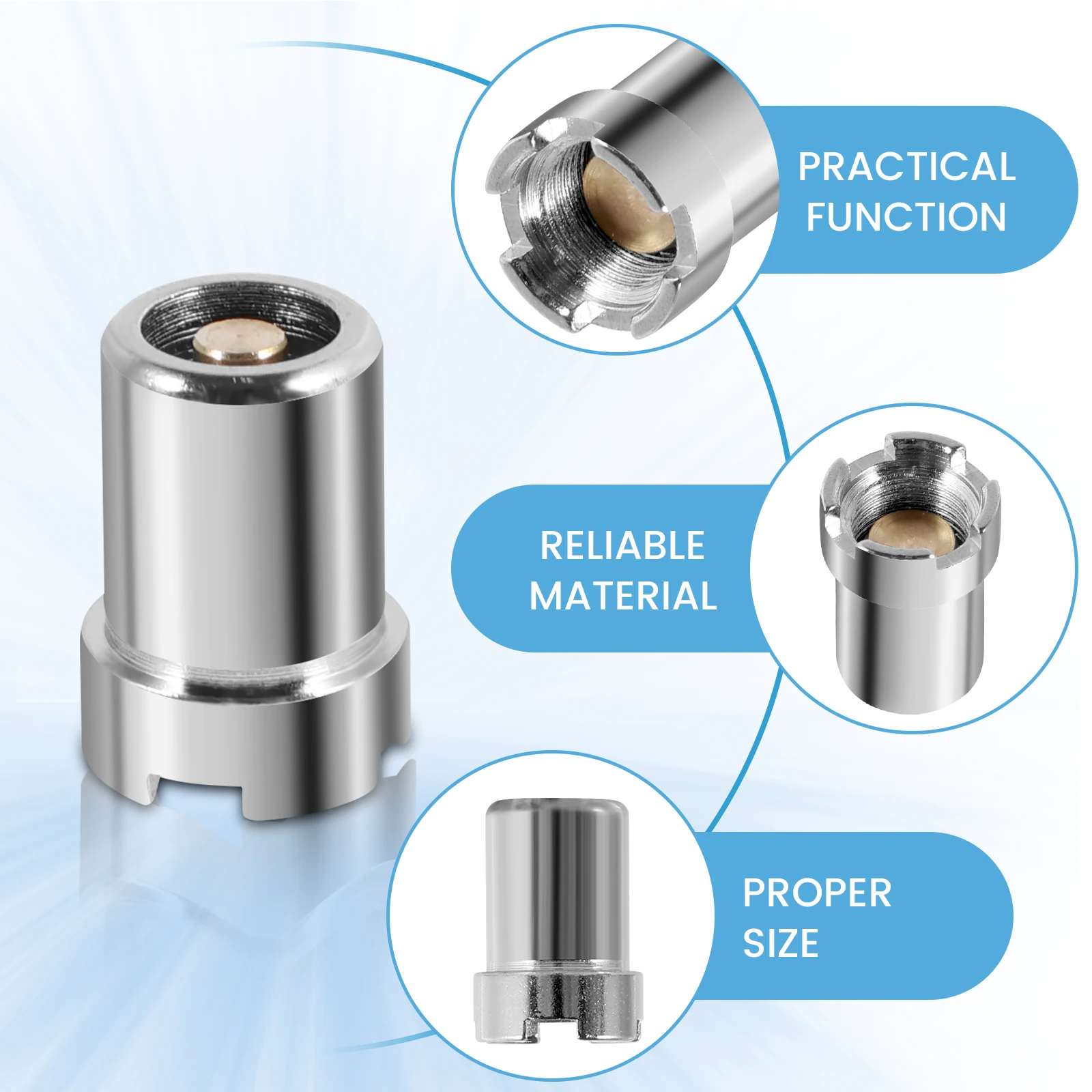 Imagem -03 - Conversor Magnético de Parafuso para Conexão Adaptador Roscado Aço Inoxidável 510 Ring Mod Converter 10 Pcs