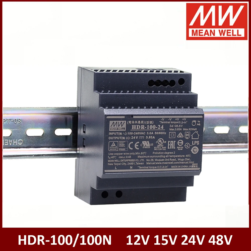 

Блок питания Meanwell HDR-100 100N 12/12N 15/15N 24/24N 48/48N ультратонкий, ступенчатой формы, для монтажа на DIN-рейку, HDR-12 HDR-15 HDR-24