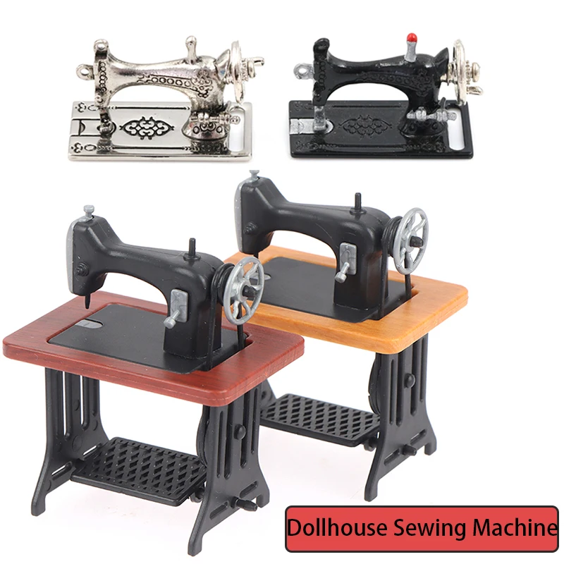 1:12 Dollhouse Miniature Furniture Retro Sewing Machine Knitting Tools Model Doll House Decor Simulation Furniture Model