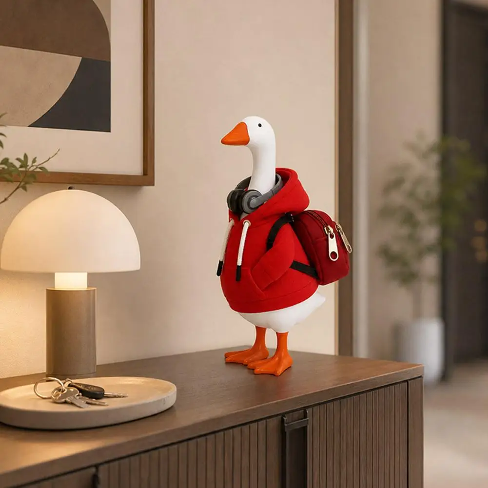 5 Inch Goose Outfits Red Hoodies Soft Solid Color Mini Porch Goose Hoodies Desk Goose Outfits Clothes for Table Decoration