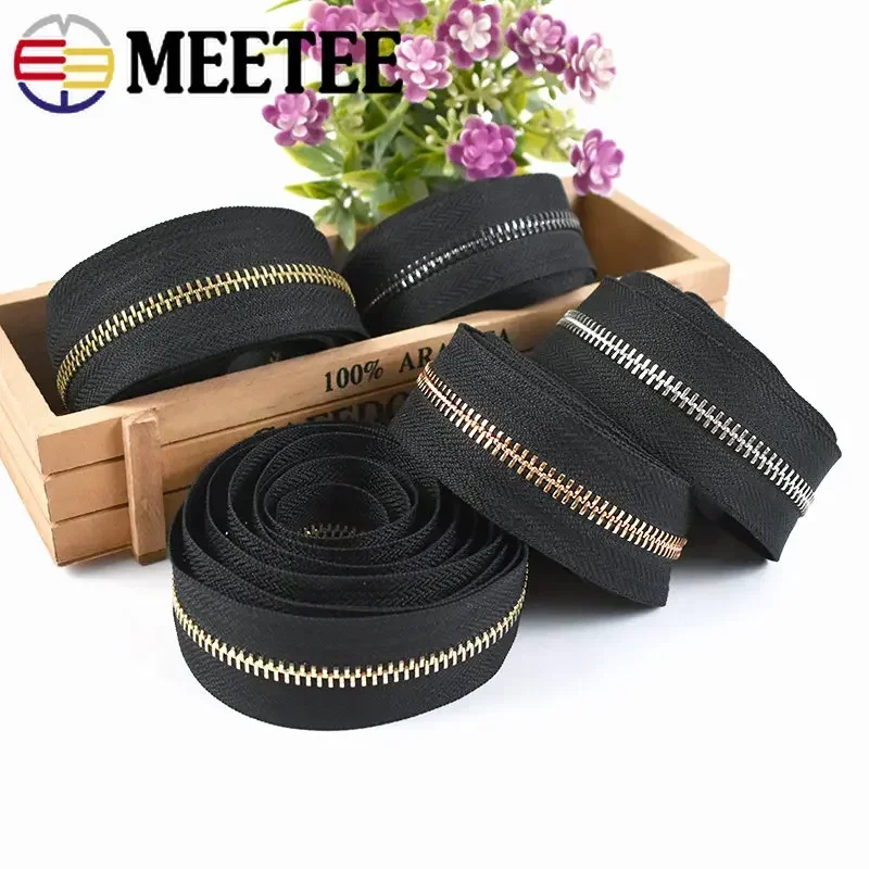 2/4Y 3# 5# Metal Zippers Tapes Decorative Zip By The Meter Black Zips Repair Kits Bag Clothes Jacket Backpack Sewing Accessories