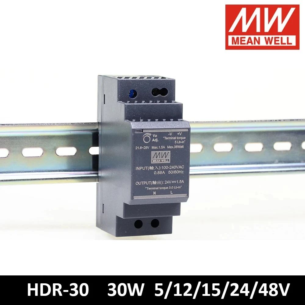 

Mean Well HDR-30 5V 12V 15V 24V 48V Meanwell Ultra Slim DIN Rail Switching Power Supply HDR-30-5 HDR-30-12 HDR-30-24 HDR-30-48