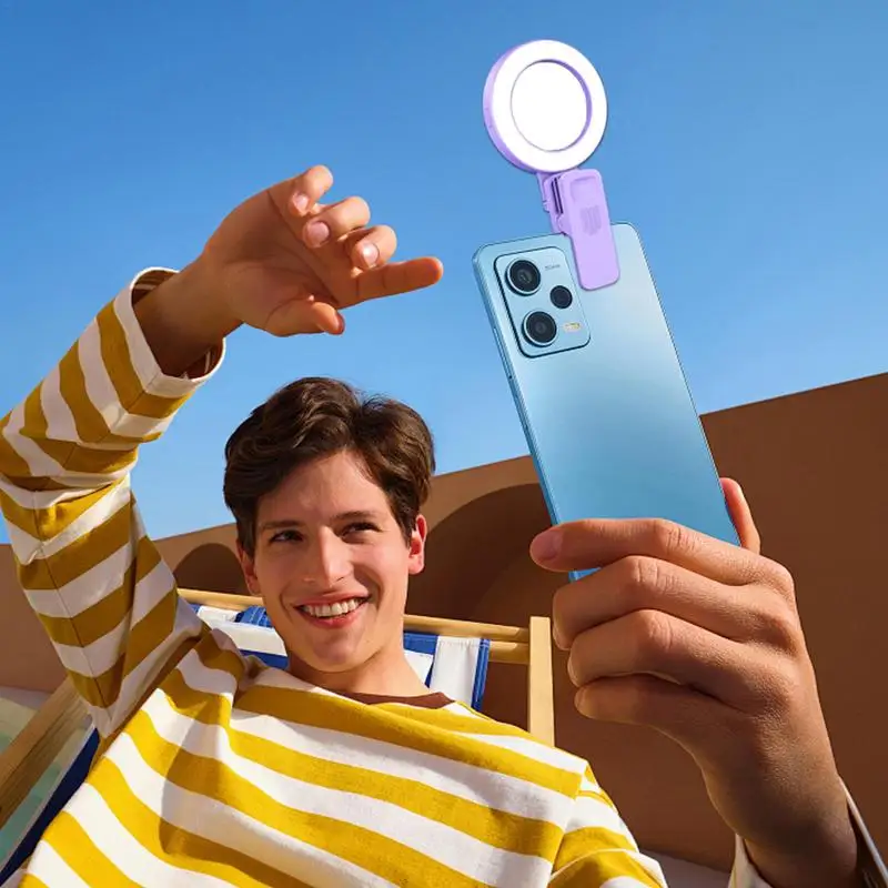 مصباح حلقي قابل للدوران مع مرآة سيلفي ، قابل لإعادة الشحن ، محمول ، صورة سيلفي ، مؤتمرات فيديو ، هاتف ، درجة