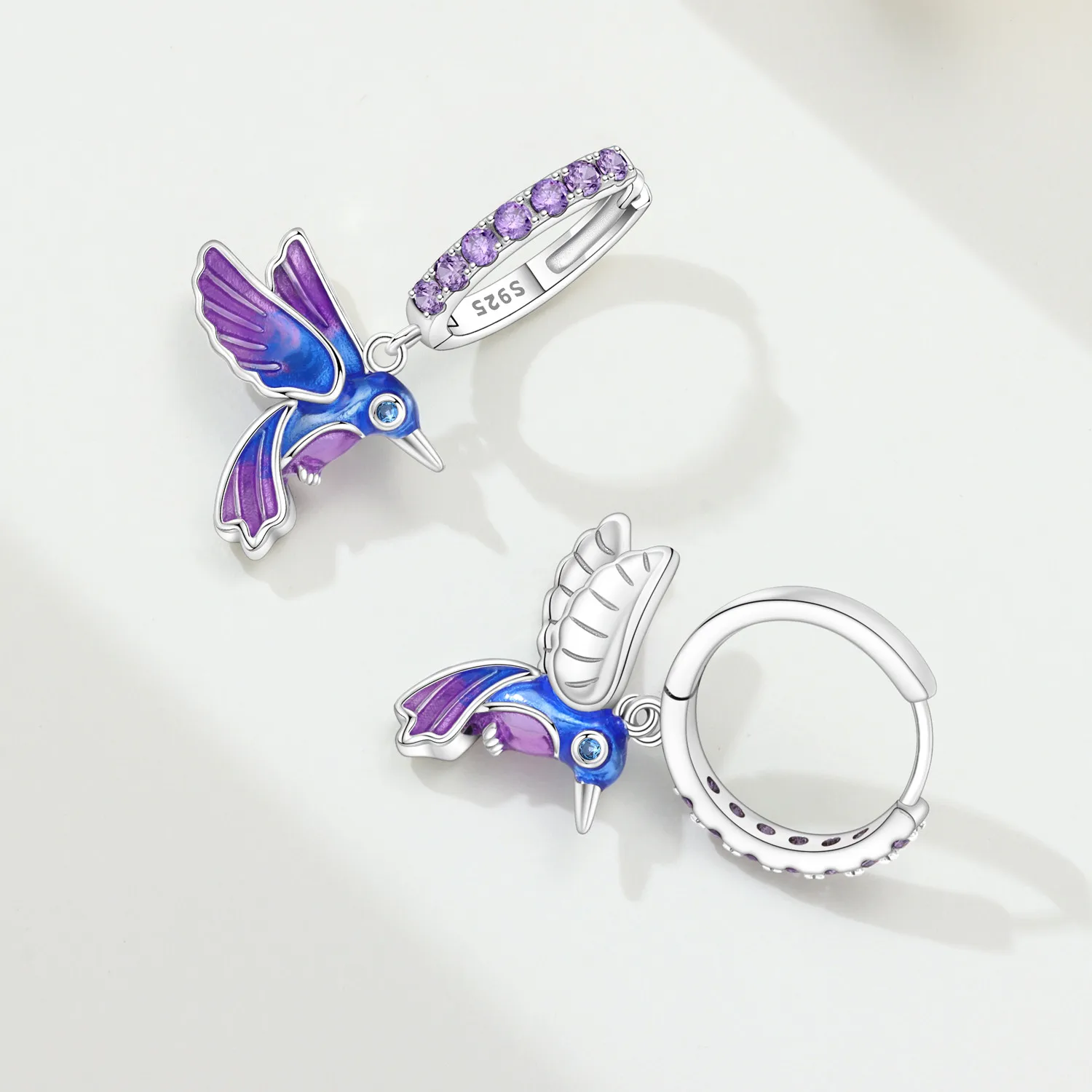 MISEFF S925 Sterling Silver Earring Exquisite Birds Hummingbird Parrot Earrings Original Fashion Jewelry Birthday Gift For Women