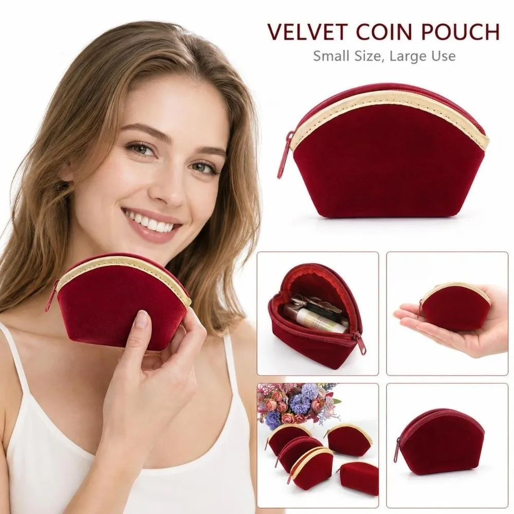 Gifts Velvet Jewelry Storage Pouch Red Small Change Purse Soft Chinese Style Wallet Women