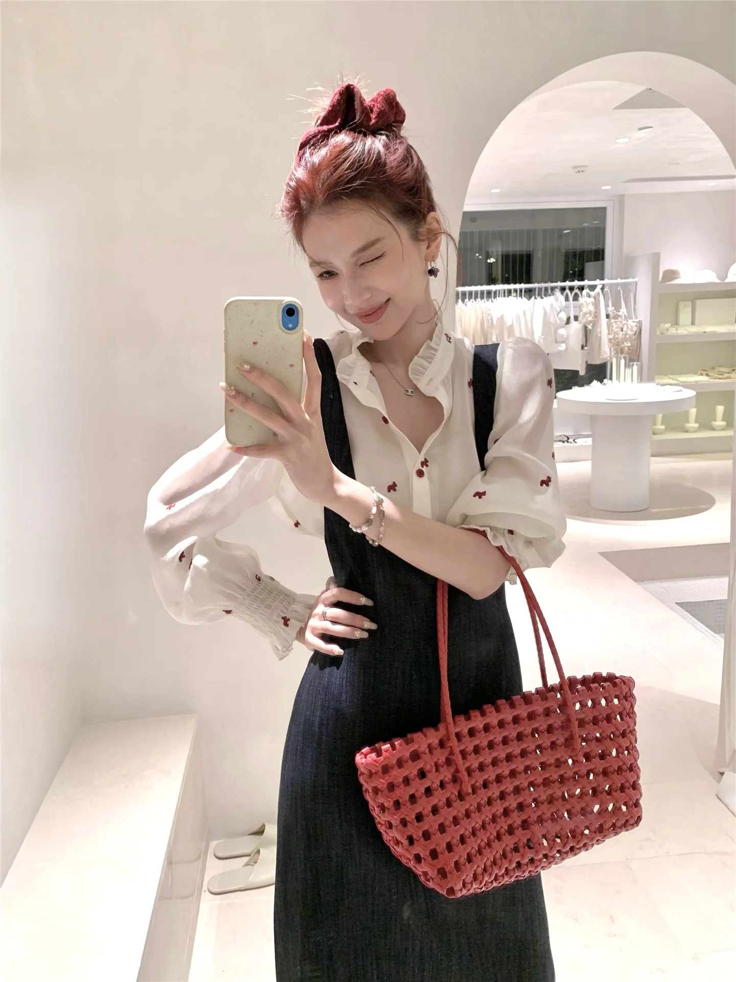

Loose Women's Printed Shirt Korean Style Casual Versatile Cheese Design Spring Summer Fashion Comfortable Breathable Long Sleeve