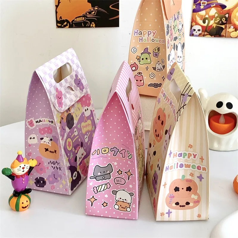 10Pcs Halloween Party Children's Candy Biscuit Packaging Box Pumpkin Ghost Accessories Small Gifts Snack Gifts Handheld Box