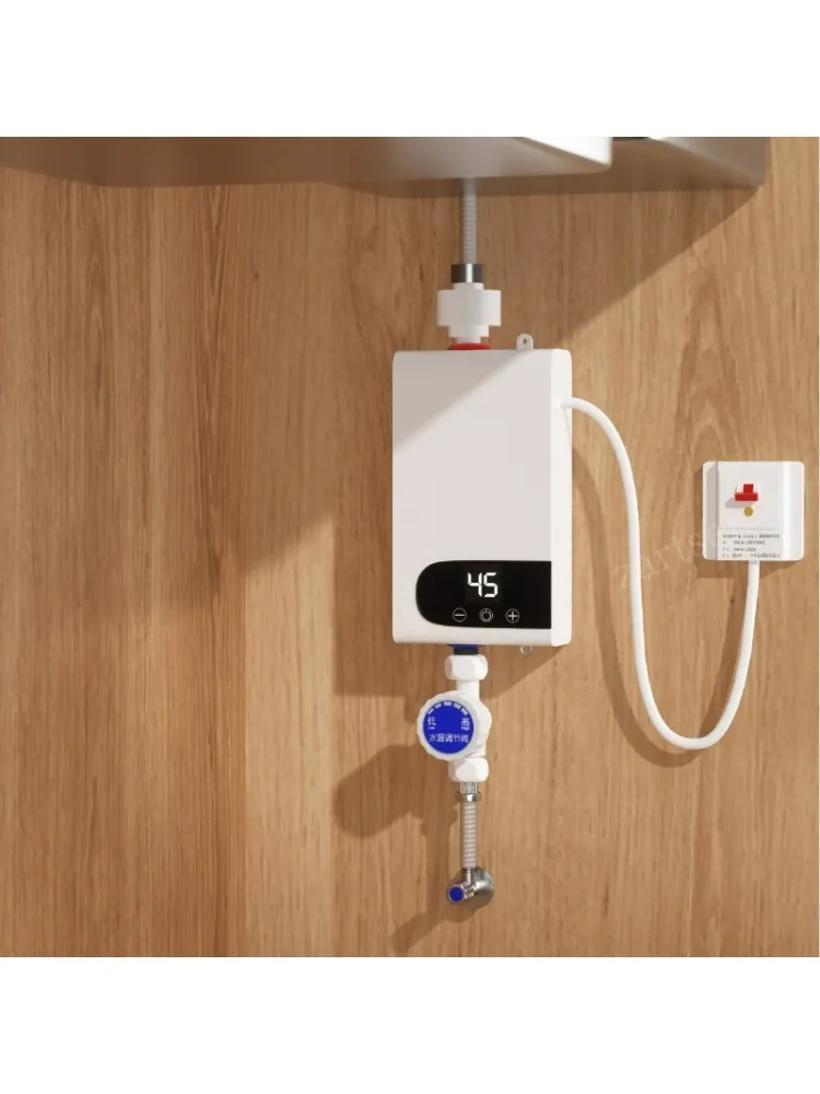 Elektryczny przepływowy podgrzewacz wody 5500W, zestaw do natychmiastowego podgrzewania wody pod prysznic, elektryczny zestaw do podgrzewania ciepłej wody do łazienki, kabiny prysznicowej, toalety. — 2