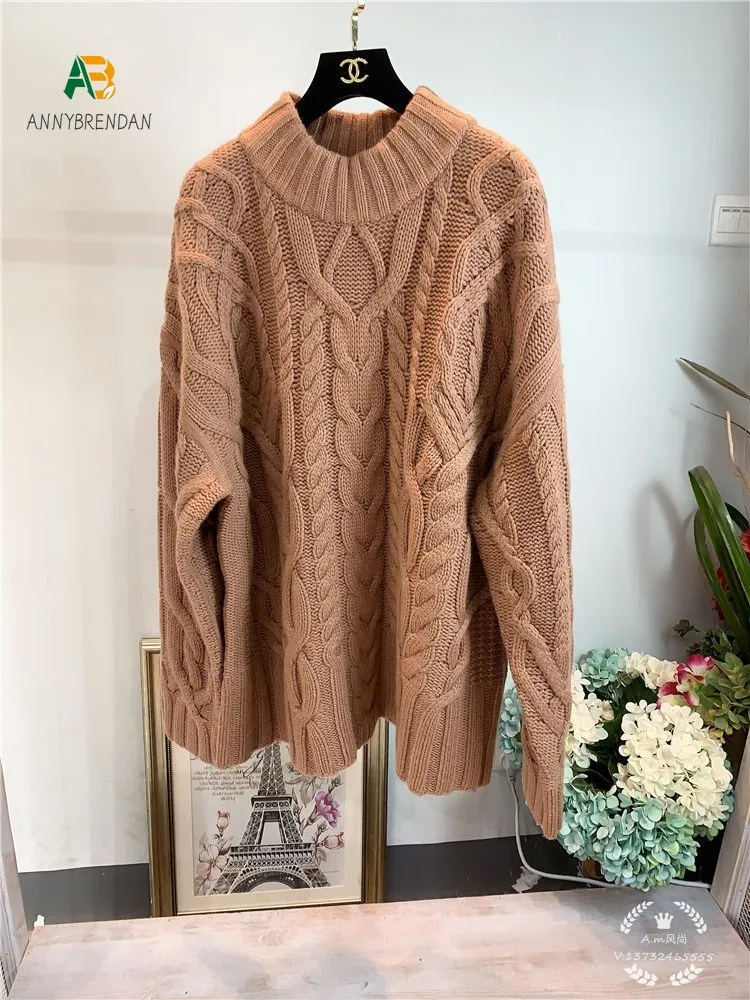 Pure Cashmere Sueter Thick Hemp Flowers Twisted Three-Dimensional Woven Sweater 4 Colors Cashmere Sweater Women Winter Cardigans