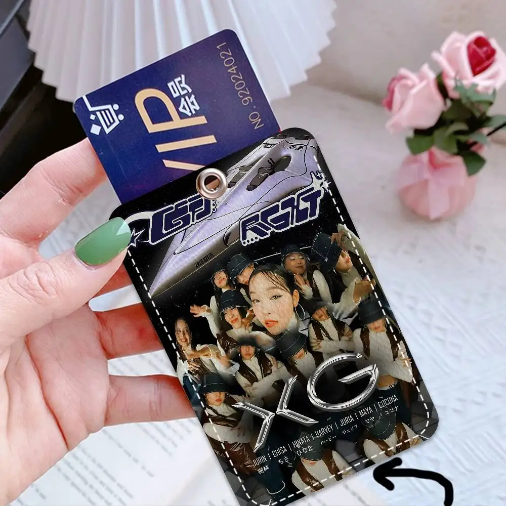 popular Kpop X-XG-G band girl PU Soft Leather Rectangular Key Card Holder Induction Elevator Protection Cover Youth Faion Accory