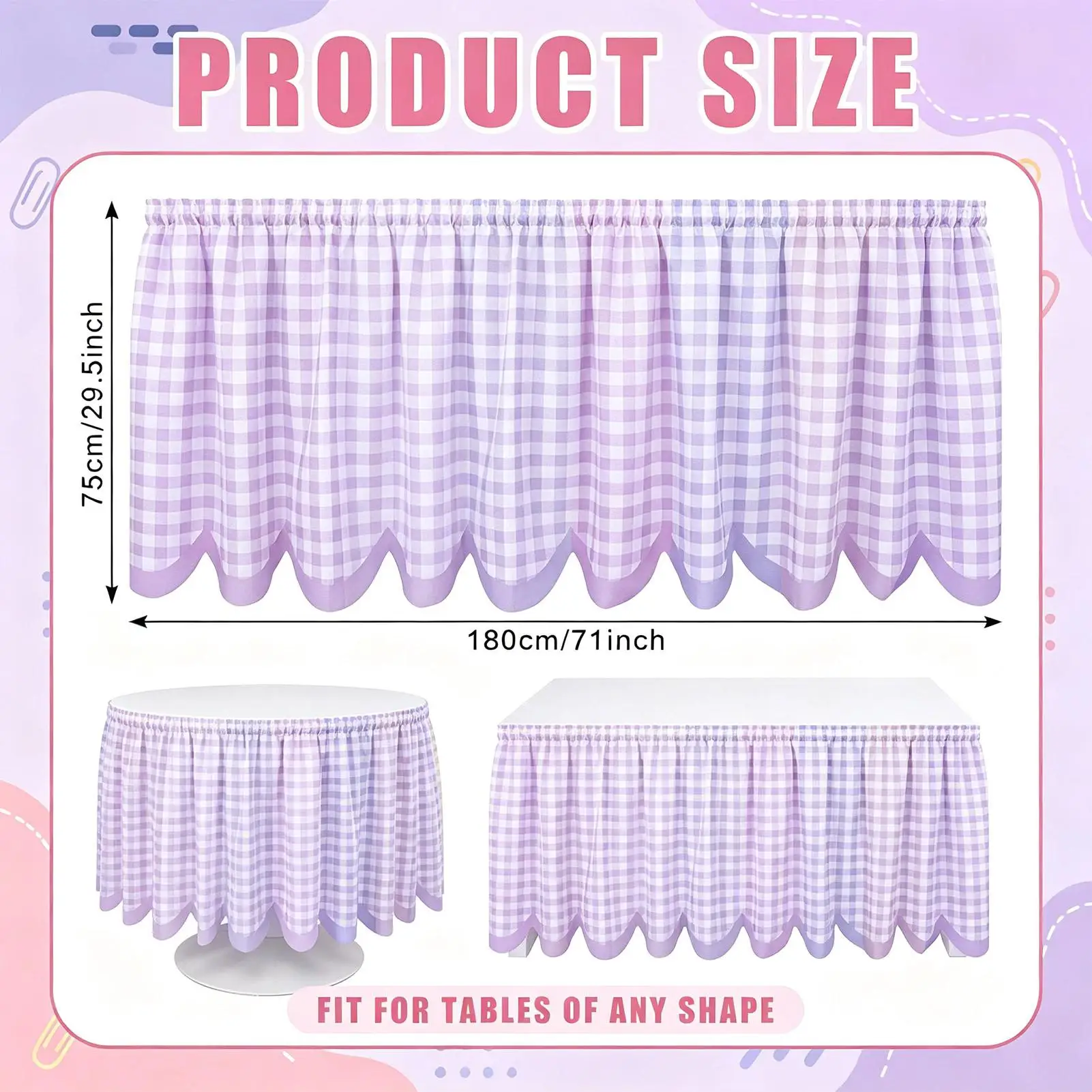 6FT Teacher Desk Skirt Ruffled Checkered Tablecloth Cover Classroom Decor Back to School Supplies for Office Party Setup view 6