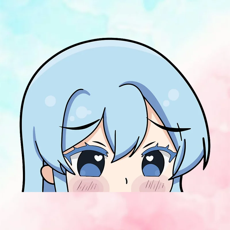 EARLFAMILY Eye-catching Esdeath Chibi Car Stickers Peeker Cartoon Blue Hair Laptop Decals Amusing Scratch Proof Decoration