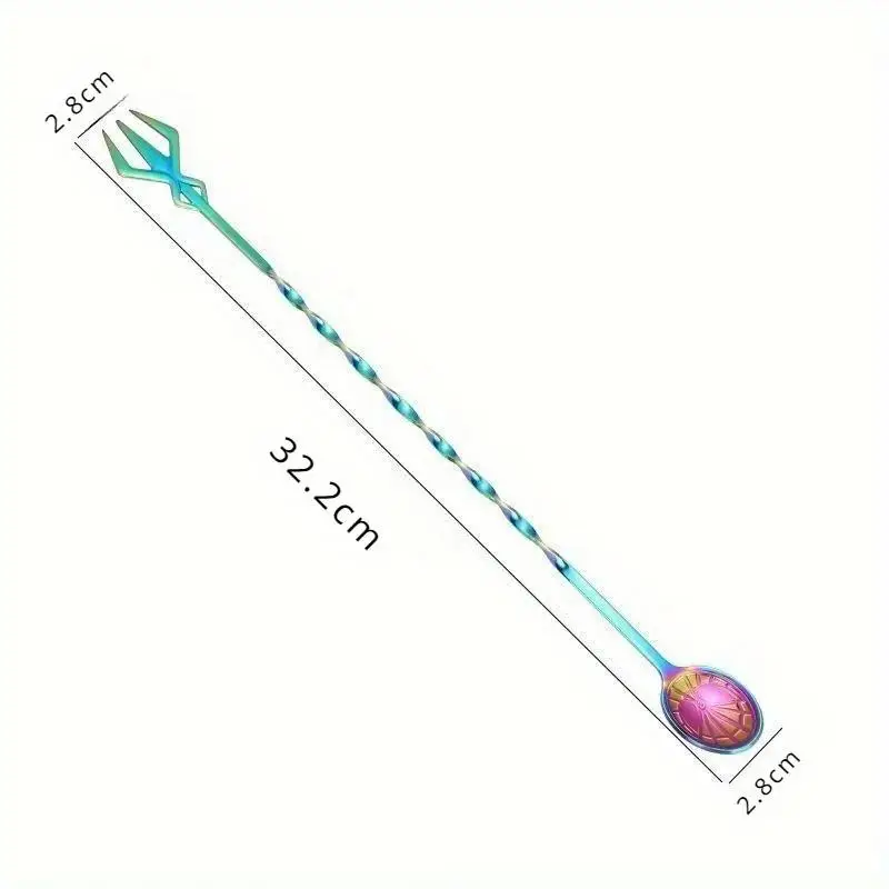 جديد 1/4 قطعة مقبض طويل كوكتيل خلط ملعقة شوكة الفولاذ المقاوم للصدأ ويسكي تحريك قضيب نادل الخالط المطبخ بار اكسسوارات