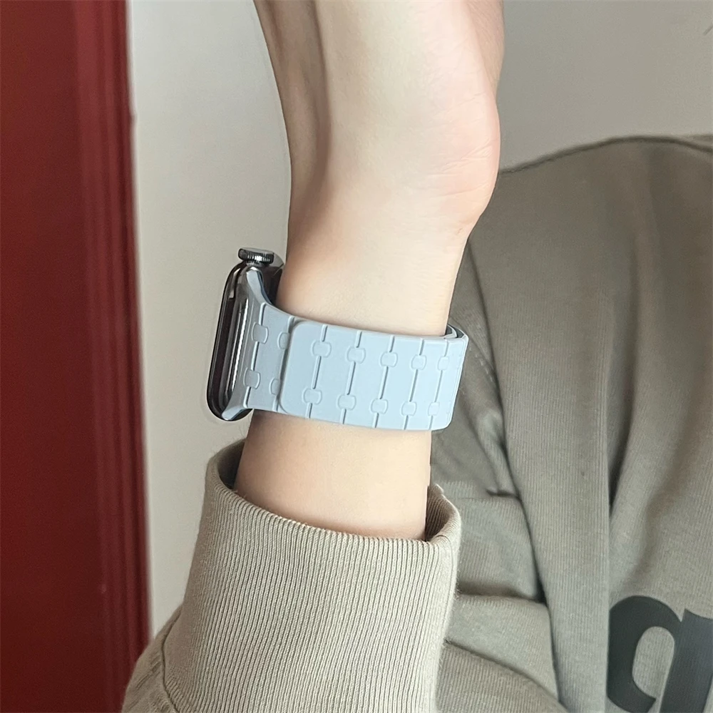 Apple Watch用マグネット,超ソフトシリコンバンド,iwatch用,9, 8, 7, 6, 5, 4,3,2,se,41mm, 49mm 45mm、44mm、42mm、40mm、38mm