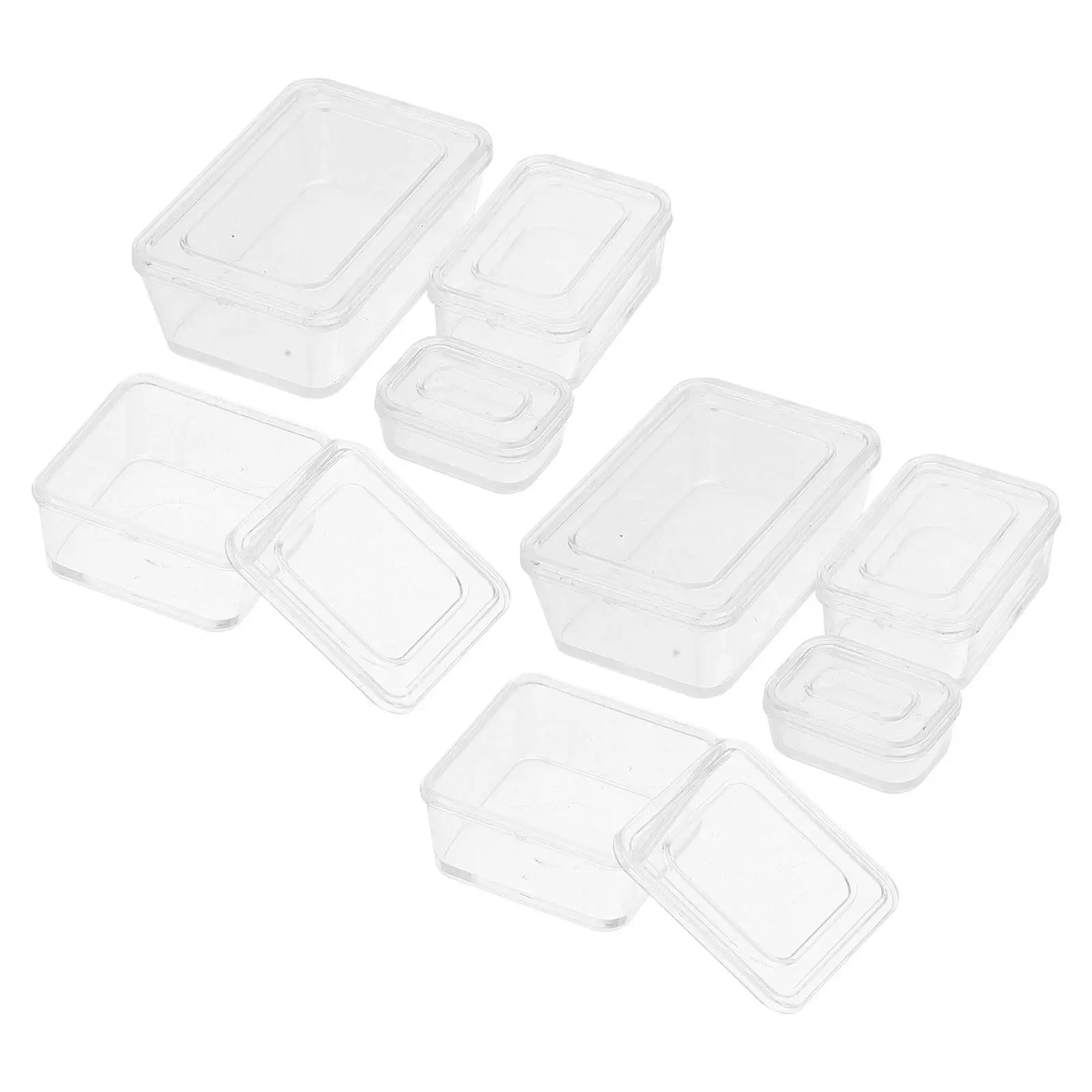 8Pcs Dollhouse Miniature Food Storage Transparent Bento Boxes Kitchen Organizers Fresh Keeping Snack Containers