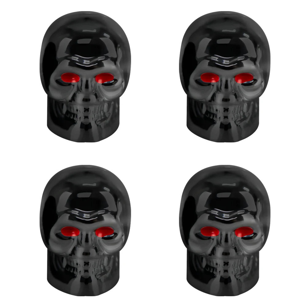 4Pcs Universal Car Skull Style Antirust Copper Core Motorcycle Bike Car Wheel Tyre Tires Valve Stem Caps Car Accessories