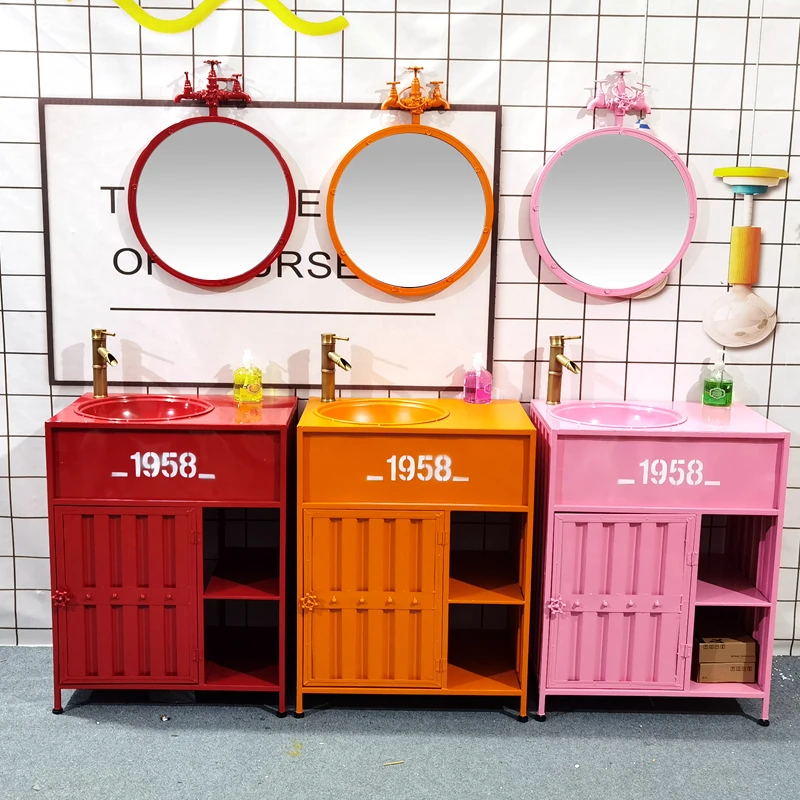 

Bar retro industrial wind column wash basin cabinet restaurant creative container wash basin