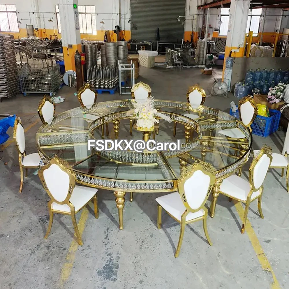 Luxury Serpentine Table Wedding Gold Stainless Steel Half Moon S Shape Party Tables