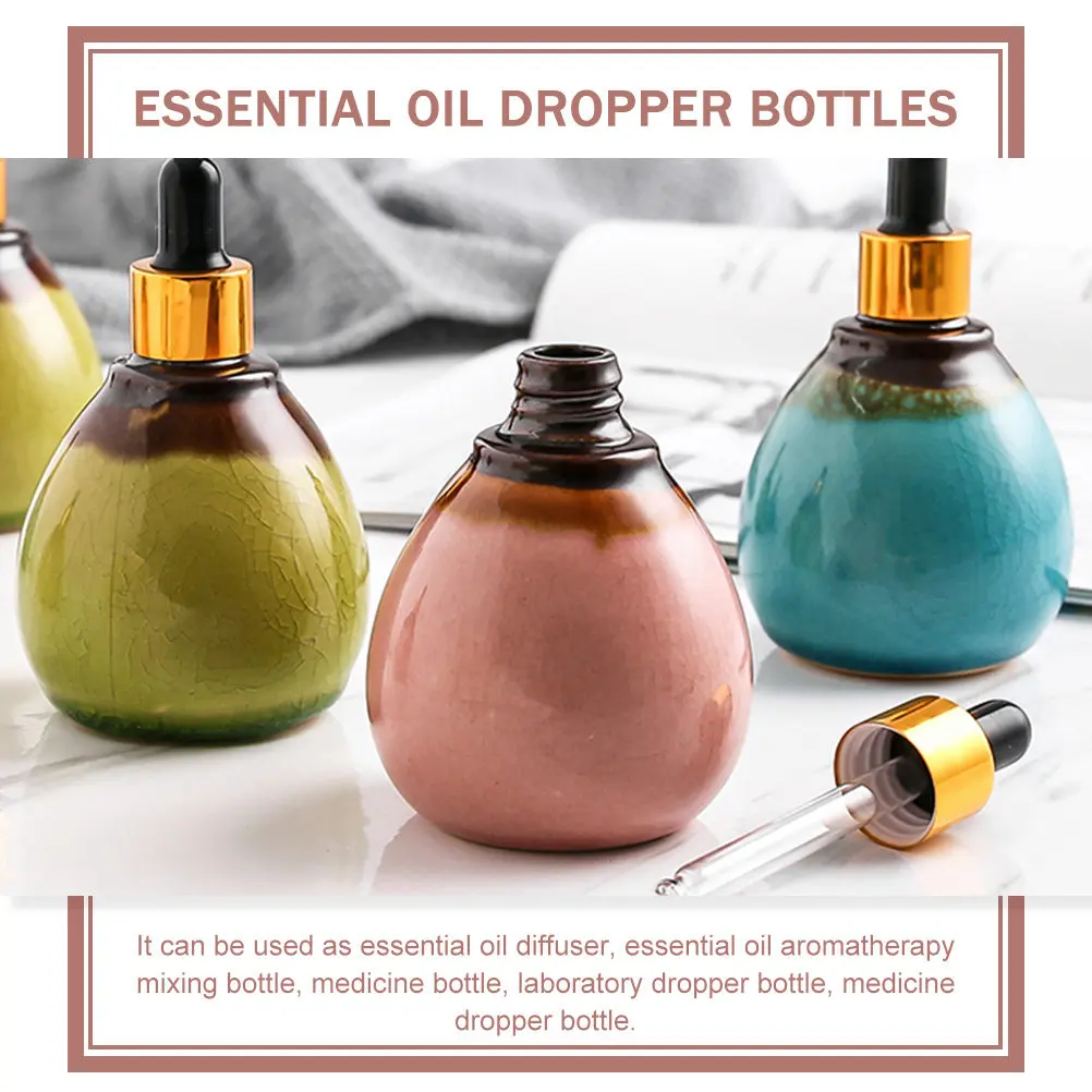 Premium Ceramic Essential Oil Dropper Bottle Travel Friendly Empty Sub Bottle for DIY Perfume Blending Aromatherapy Storage