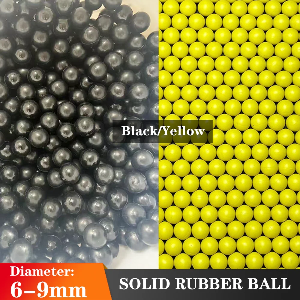10-1000Pcs 6/6.35/6.5/6.8/7/7.5/8/8.3/8.5mm Black/yellow Rubber Balls Elastic Solid Balls for Bubble Guns Durable Wear/reusable