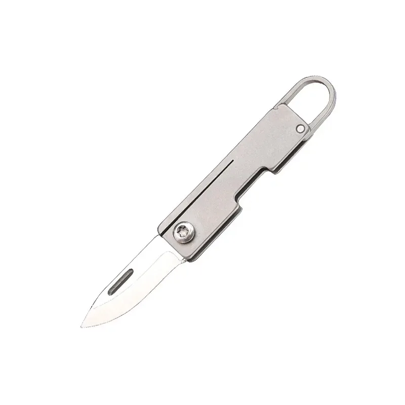 Portable mini folding portable keychain, unpacking express props, titanium alloy outdoor emergency self-defense tool
