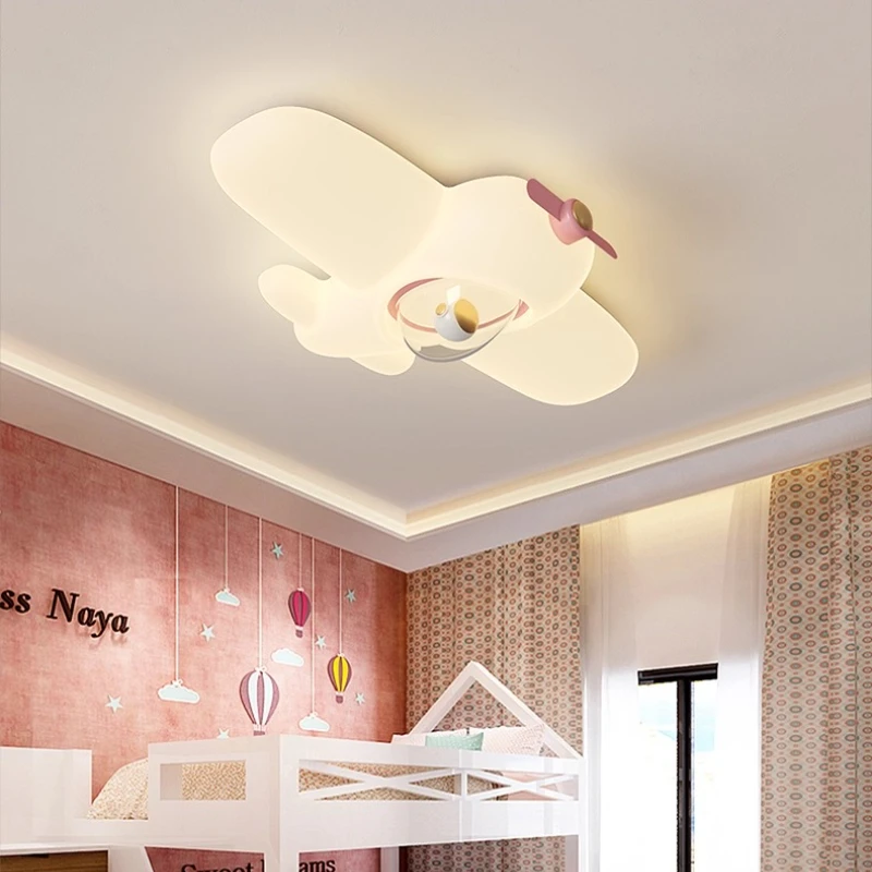 Cream Cartoon White Airplane LED Ceiling Light Creative Eye Protection Lamp Fixture Children's Room Bedroom Study Interior Decor
