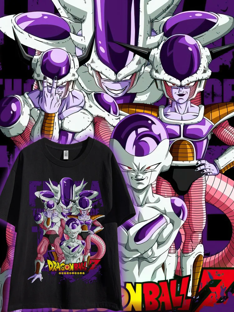 Camiseta de manga corta de Dragon Ball conjunta para hombre Demon Buo Frisa Ins Tide marca Anime media manga suelta estudiante de verano