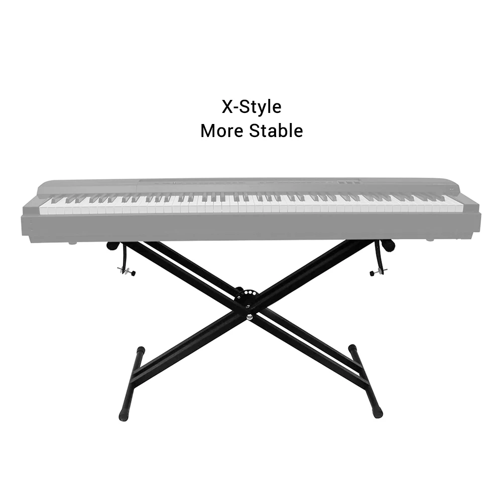 Piano Stand X- Stand X- Piano Keyboard Stand  and Portable Heavy Duty Music Stand with Anchoring Strap Black