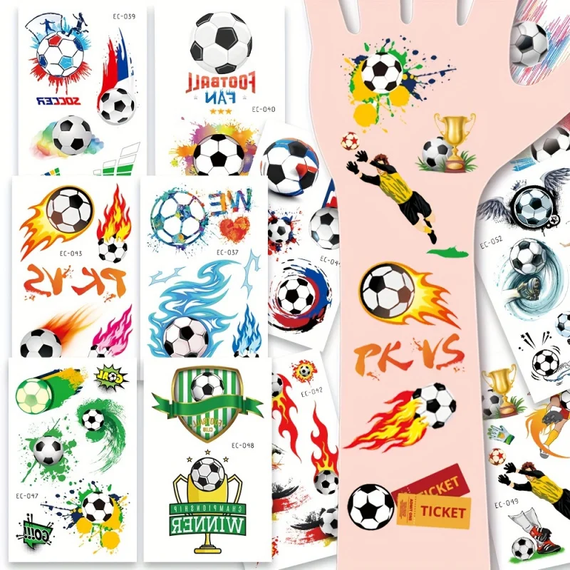 Football-12Sheets hình xăm tạm thời, dán hình xăm cá nhân cho người hâm mộ bóng đá, hoàn hảo cho các bữa tiệc bóng đá, các sự kiện nhóm, socce