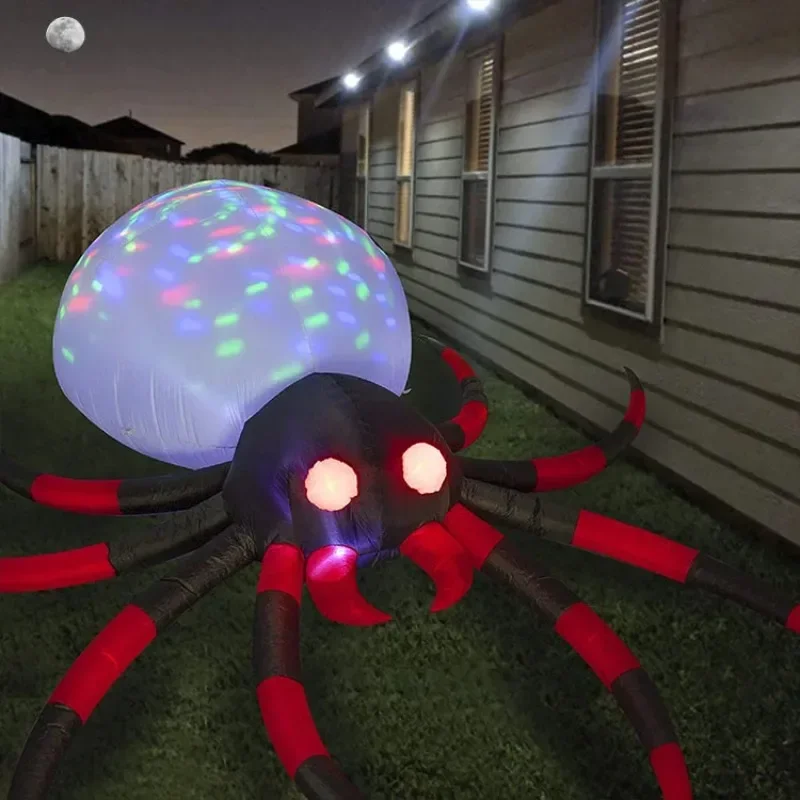 8 FT Halloween Inflatables Giant Red Spider Outdoor Halloween Decorations with LEDs