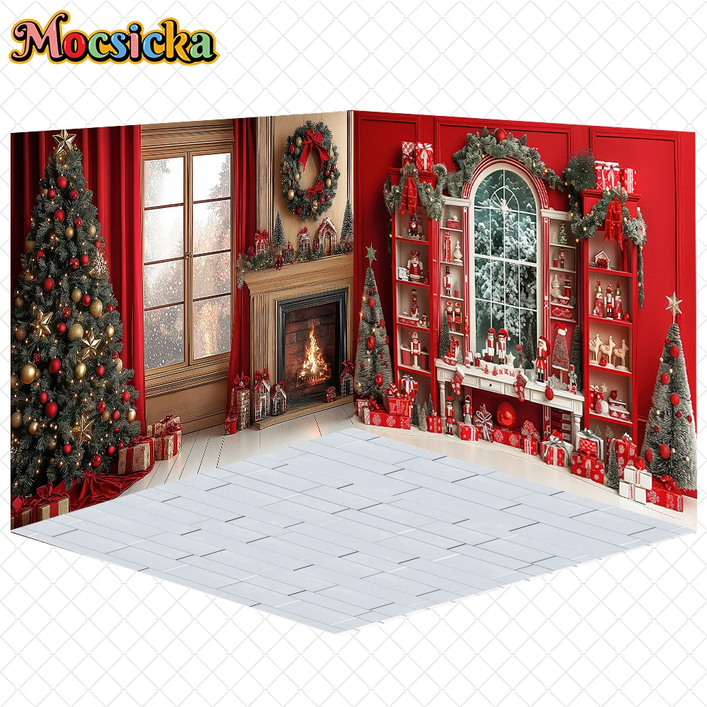 

Mocsicka Christmas Photography Background New Year Window Tree Decorations Family Child Photo Backdrops Birthday Party Wallpaper