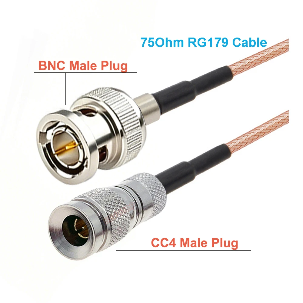 Кабель HD SDI прямой, BNC (штекер/гнездо) на Mini BNC DIN 1.0/2.3 CC4 (штекер), RG179, пигтейл, 75 Ом, для Blackmagic HyperDeck Shuttle