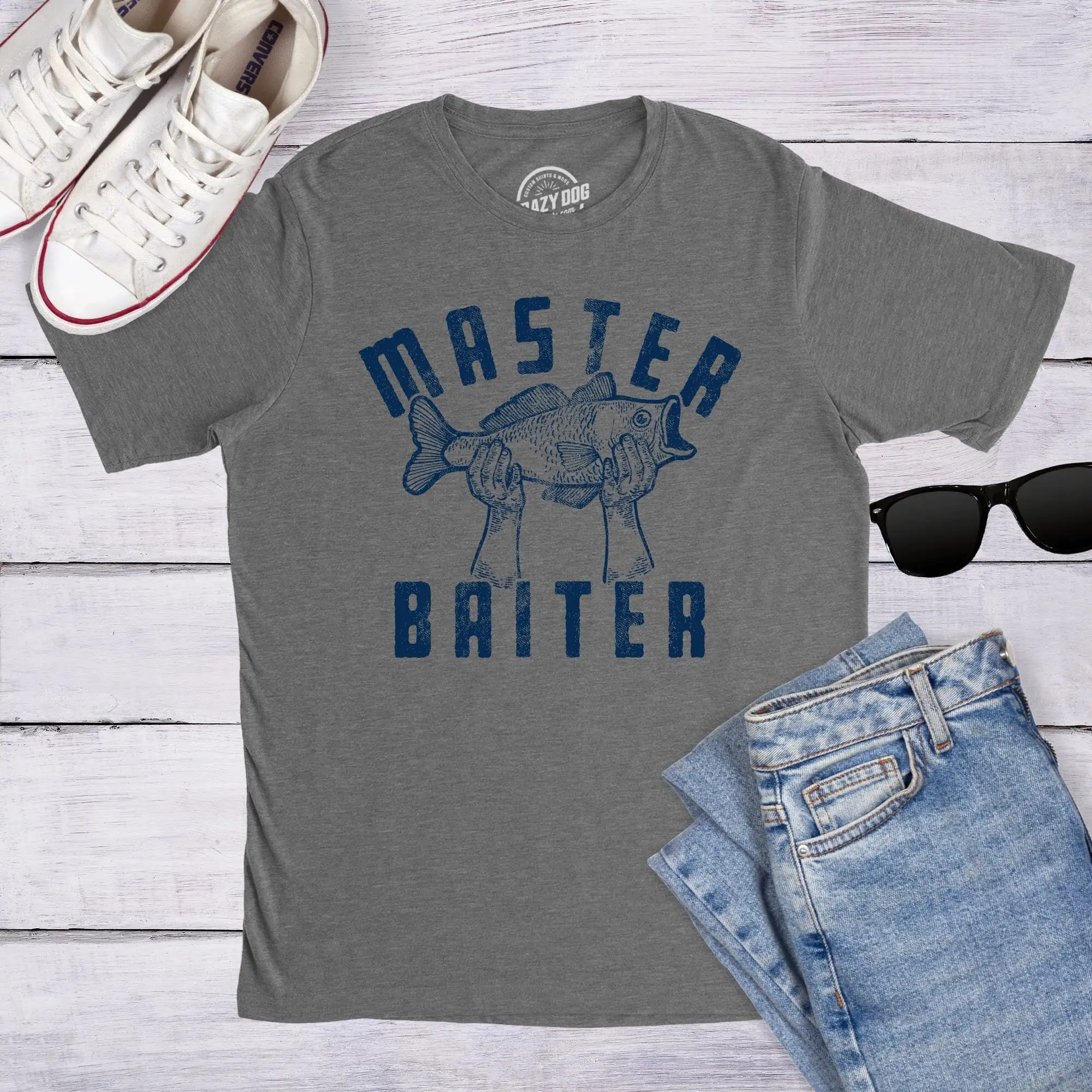 New Fishing Holiday T Shirt Mens Master Baiter Gear Dad Rude Funny Bachelor