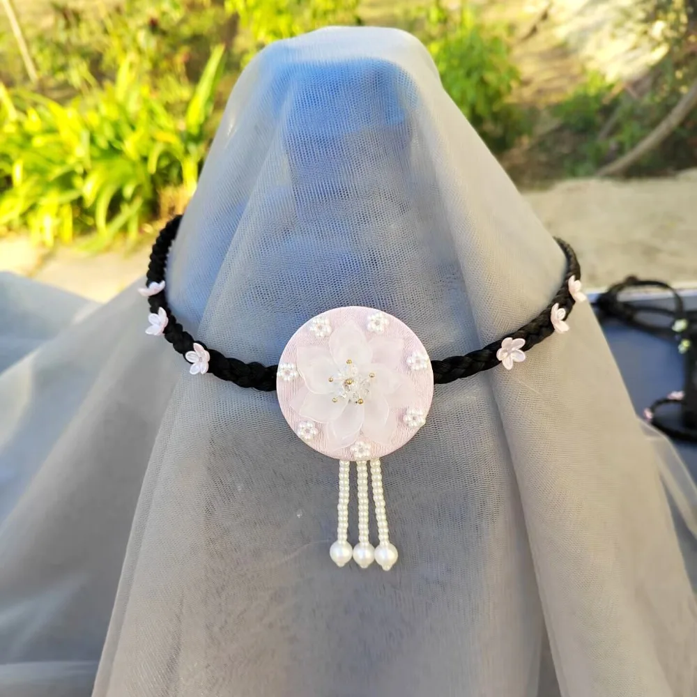 

Gift Flower Hanbok Wig Headdress Tassel Pearl Korea Ethnic Style Hairband Classical Traditional Stage Dance Hair Hoop Court