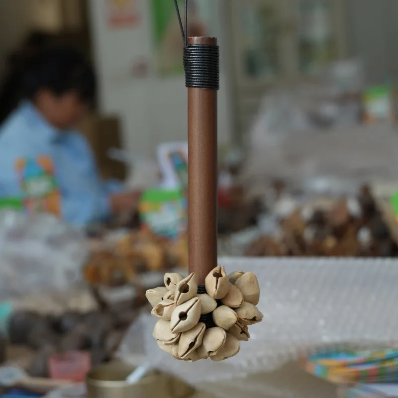 Natural Seed Pod Wind Chime Sound Healing Bell, Dual Use Hanging Desktop Boho Home Decor Ornament