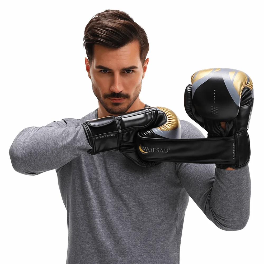 

Новые боксерские перчатки из искусственной кожи, дышащие тренировочные перчатки с полным покрытием, регулируемое толстое тренировочное оборудование