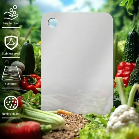 304 Stainless Steel Cutting Board - Food Grade, Rustproof, Easy to Clean Kitchen Chopping Board for Meat, Fruit, Vegetables