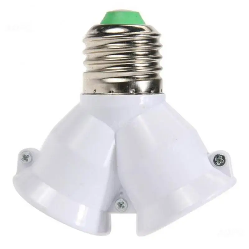 In 1 Double E27 Socket Base Extender Splitter Converter Plug Halogen Light Lamp Bulb Holder Copper Contact Adapter Tool