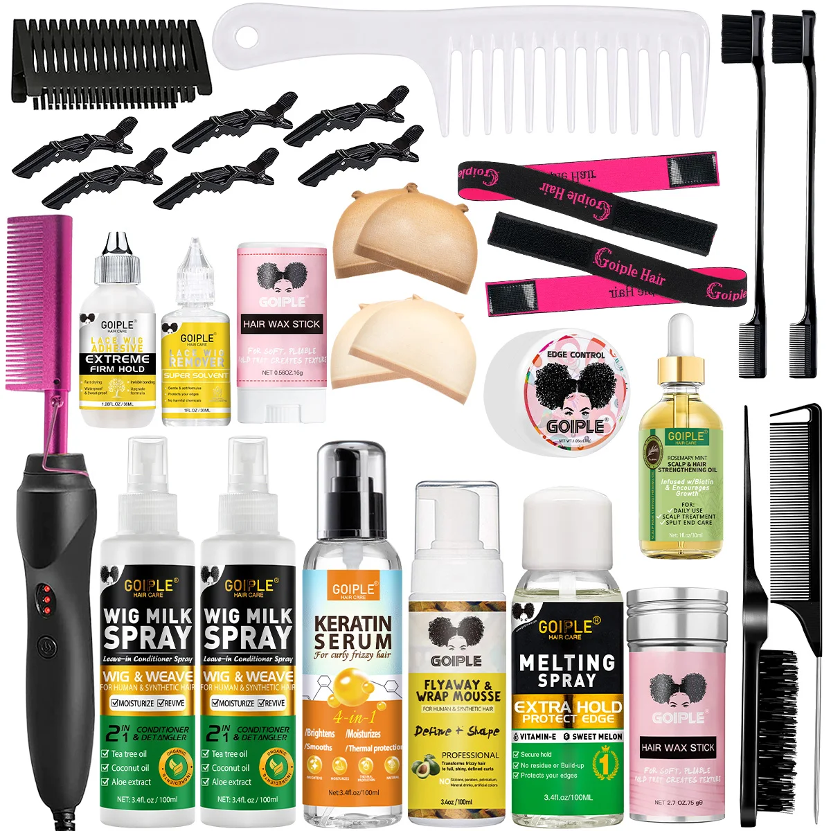 Hair Care Routine - ชุดผลิตภัณฑ์ดูแลเส้นผม GOIPLE พร้อมสเปรย์เพิ่มความชุ่มชื้น น้ำมันบำรุงหนังศีรษะ และหวีสำหรับสางผม เหมาะสำหรับผมล็อค