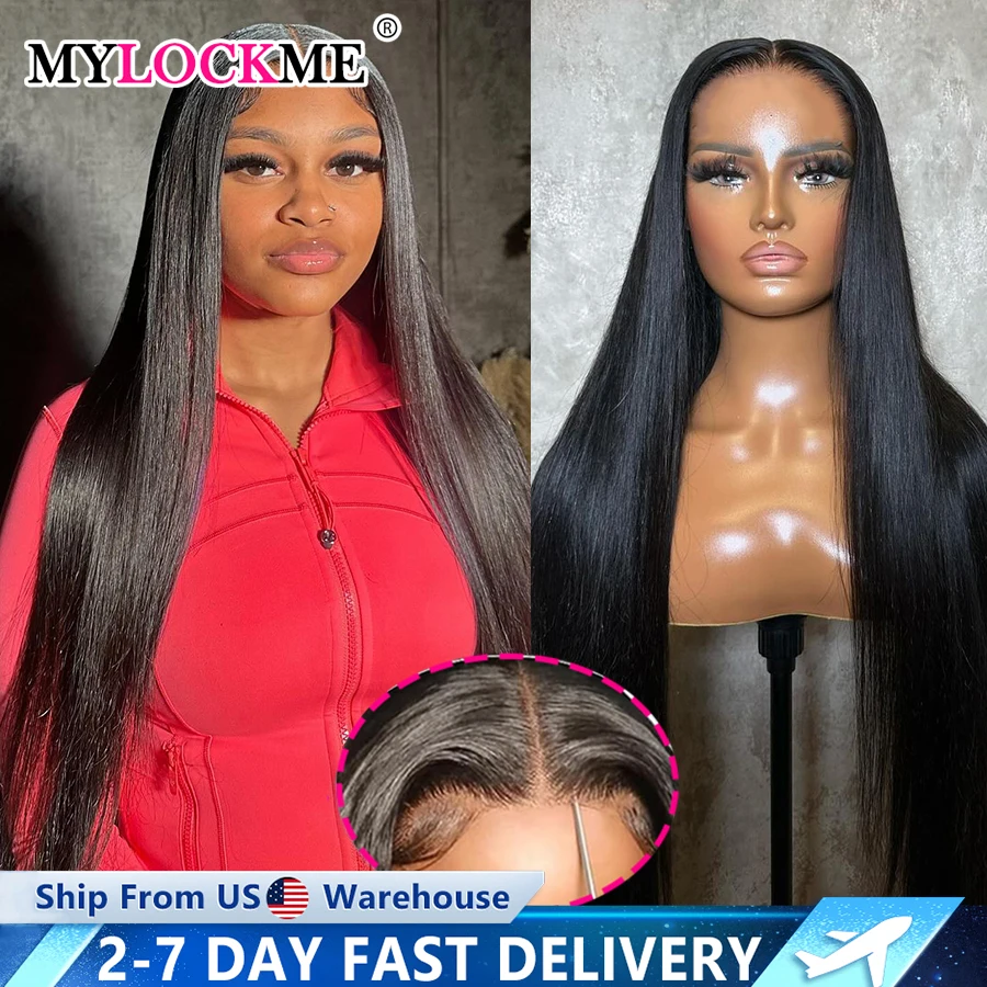 Straight Glueless Wig Human Hair 6X4 5X5 Pre Cut Lace Closure Human Hair Wigs Brazilian Ready To Wear Lace Wig Human Hair 180%