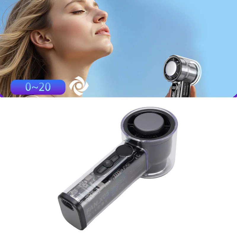 

Портативный ручной вентилятор с ледяным охлаждением, 100-ступенчатый тихий полупроводниковый охлаждающий мини-высокоскоростной карманный вентилятор со шнурком для путешествий