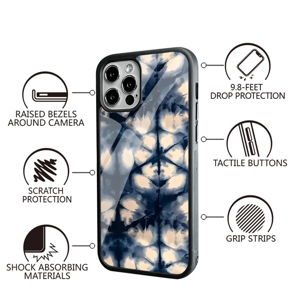 Blue Indigo Phone Case For IPhone 16 16pro 16plus 16promax Pro Plus Max Mirror Acrylic PC TPU Cover