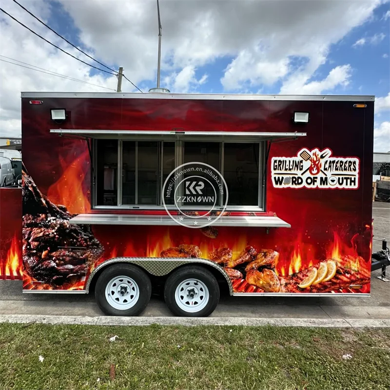 2025 Food Truck Trailer Customized Food Trailer Hot Dog Cart Concession Pizza Snack Truck Catering Trailer Fully Equipped